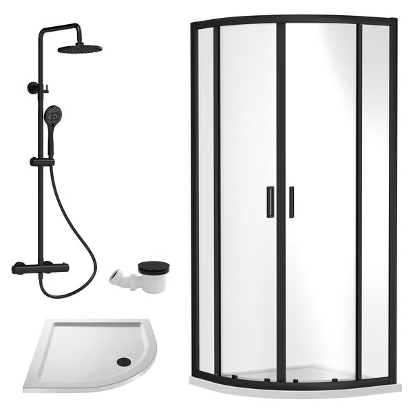 Alternate image of Nuie Rene Sliding Quadrant Shower Enclosure with Round Riser Rail Kit and Tray - 1850mm High