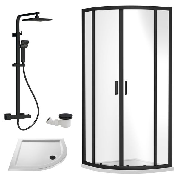 Alternate image of Nuie Rene Two Door Quadrant Shower Enclosure with Tray and Square Riser Rail Kit - 1850mm High