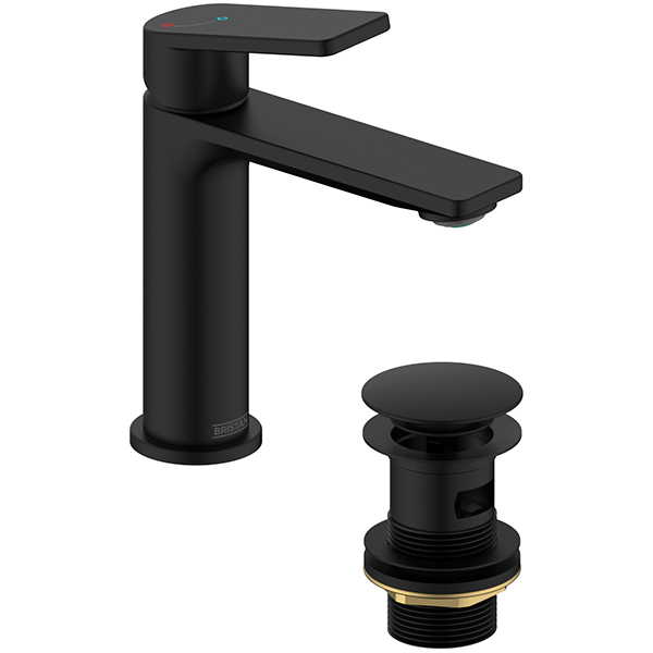 Alternate image of Bristan Frammento Eco Start Basin Mixer Tap with Clicker Waste - Flat Handle and Spout