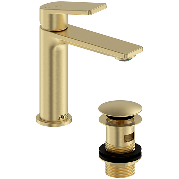 Alternate image of Bristan Frammento Eco Start Basin Mixer Tap with Clicker Waste - Flat Handle and Spout