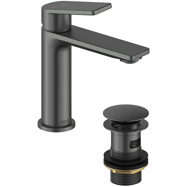 Alternate image of Bristan Frammento Eco Start Basin Mixer Tap with Clicker Waste - Flat Handle and Spout