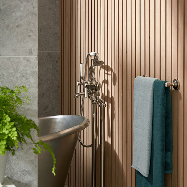 Alternate image of Vado Axbridge Traditional Floorstanding Bath Mixer Tap with Shower Handset - Lever Handles