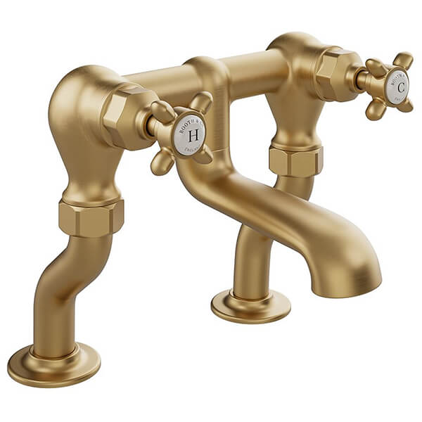 Additional image of Vado Axbridge Traditional Bridge Bath Filler Tap - Crosshead Handles - Deck Mounted