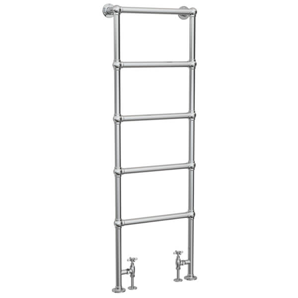Vogue Ballerina Floorstanding Chrome Traditional Towel Rail - Brass - 1538mm Height