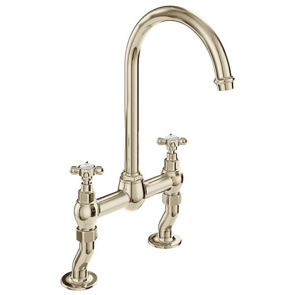 Additional image of Vado Axbridge Traditional Bridge Kitchen Mixer Tap with Swan Spout - Crosshead Handles