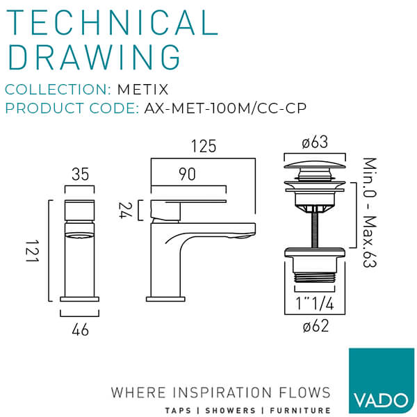 Technical drawing QS-V115044 / AX-MET-100M/CC-CP