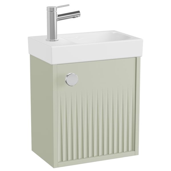 Vado Safari Semi-Fluted Wall Hung Cloakroom Vanity Unit - 1 Door - 382 x 415mm
