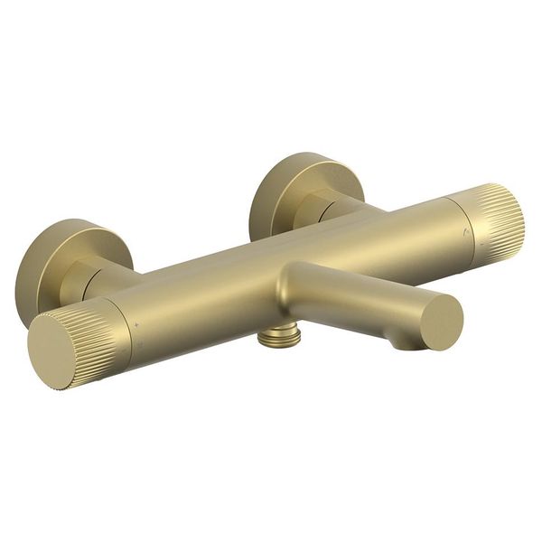Additional image of Vado Safari Thermostatic Bath Shower Mixer Tap with Diverter - Fluted Knob Handles - Wall Mounted