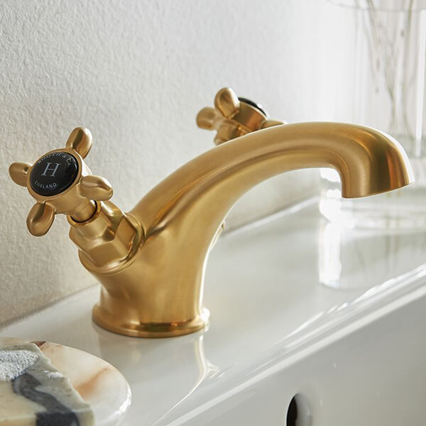 Alternate image of Vado Axbridge Monobloc Traditional Basin Mixer Tap with Ceramic Indices -  Crosshead or Lever Option