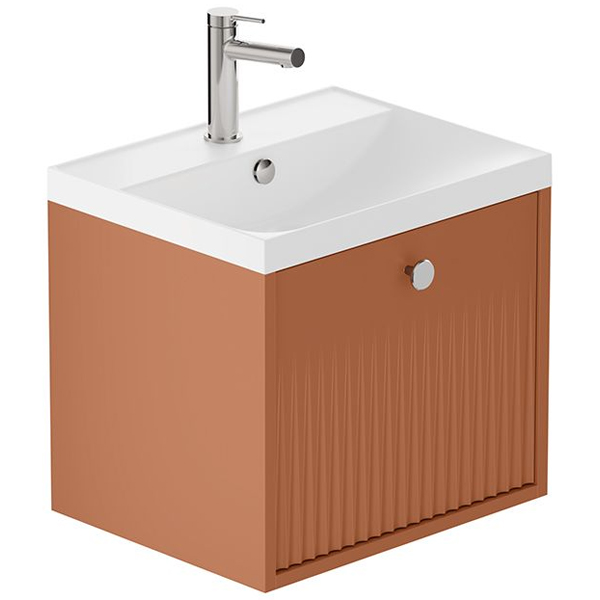 Vado Safari Contemporary Semi-Fluted Wall Hung Vanity Unit - 1 Drawer - 415mm High