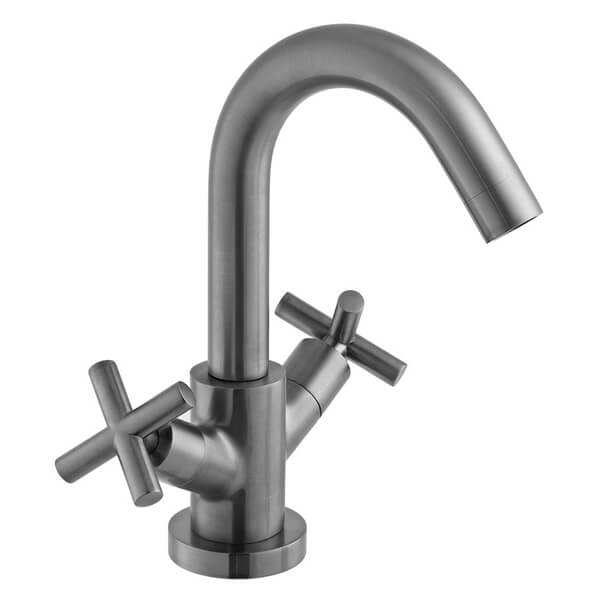 Alternate image of Vado Individual Elements Basin Mixer Tap with Swivel Spout - Crosshead Handles - Deck Mounted
