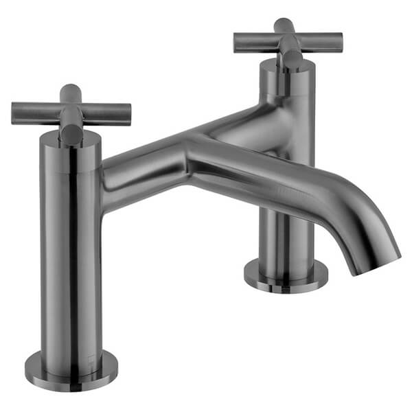 Alternate image of Vado Individual Elements Contemporary Bridge Bath Filler Tap - Crosshead Handles - Deck Mounted