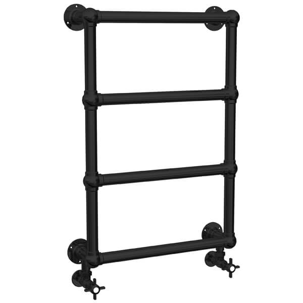 Vogue Ballerina Wall-Mounted Matt Black Traditional Towel Rail - Mild-Steel - 498mm Width
