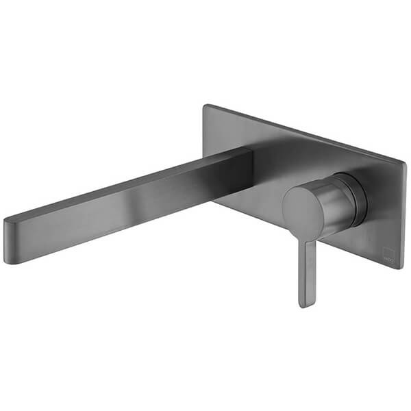Alternate image of Vado Individual Edit 2 Hole Basin Mixer Tap with Backplate and Slim Spout - Stick Handle - Wall Mounted