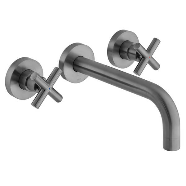 Alternate image of Vado Individual Elements 3 Hole Basin Mixer Tap - Crosshead Handles - Wall Mounted