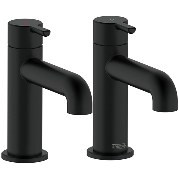 Additional image of Bristan Altum Pair Of Basin Taps with Curved Spout - Short Handle - Deck Mounted