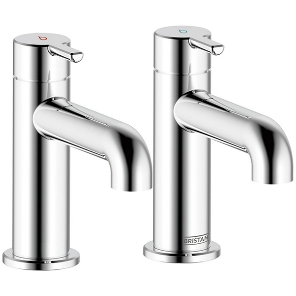 Bristan Altum Pair Of Basin Taps with Curved Spout - Short Handle - Deck Mounted
