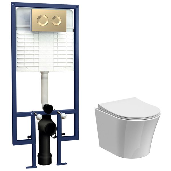 Alternate image of Nuie In5in1 Round Rimless Wall Hung Toilet with Soft Close Seat - WC Frame and Flush Plate