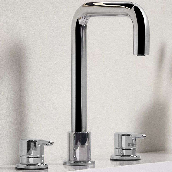 Additional image of Bristan Altum 3 Hole Basin Mixer Tap with L-Shape Spout - Short Handles - Deck Mounted