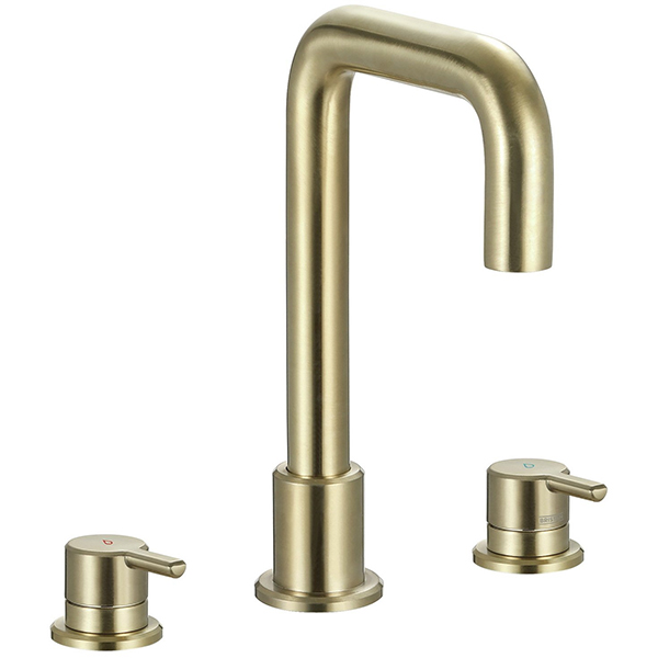 Alternate image of Bristan Altum 3 Hole Basin Mixer Tap with L-Shape Spout - Short Handles - Deck Mounted