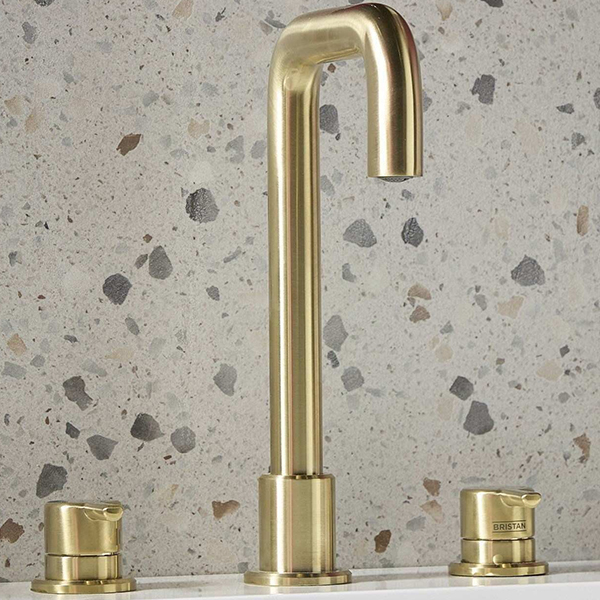 Alternate image of Bristan Altum 3 Hole Basin Mixer Tap with L-Shape Spout - Short Handles - Deck Mounted