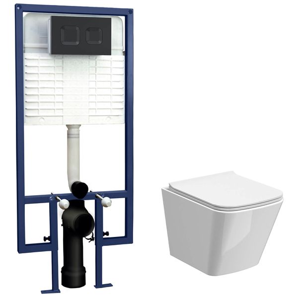 Alternate image of Nuie In5in1 Square Rimless Wall Hung Toilet with Soft Close Seat - WC Frame and Flush Plate