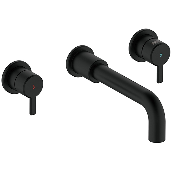 Additional image of Bristan Altum 3 Hole Contemporary Basin Mixer Tap - Curved Spout - Wall Mounted