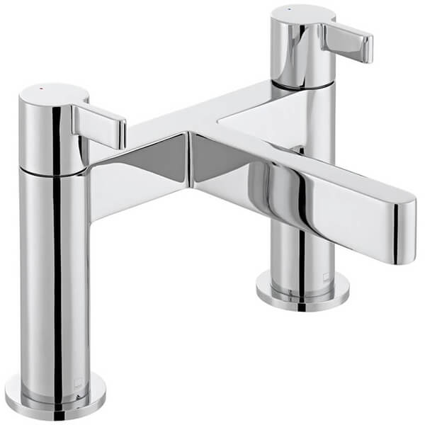 Vado Edit Contemporary Bath Bridge Mixer Tap - Slim Handles and Spout - Deck Mounted