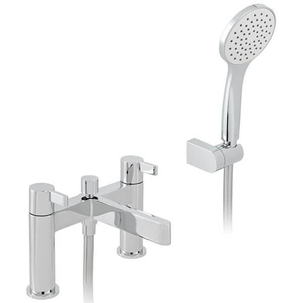 Vado Edit Contemporary Chrome Bridge Bath Shower Mixer Tap - Slim Handles and Spout - Deck Mounted