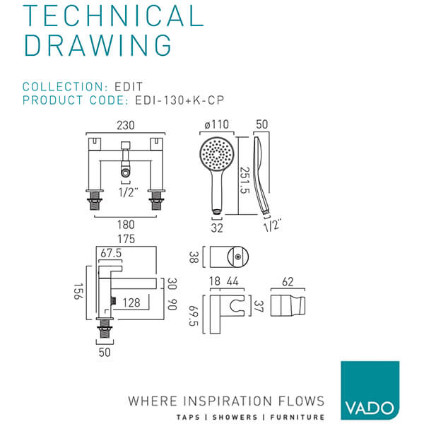 Technical drawing QS-V115034 / EDI-130+K-CP
