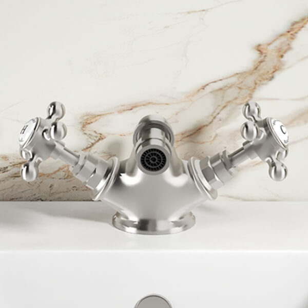 Alternate image of Hudson Reed Topaz Traditional Bidet Mixer Tap with Pop Up Waste - Crosshead Handles