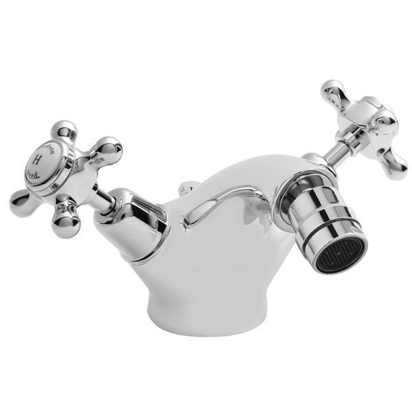 Additional image of Hudson Reed Topaz Traditional Bidet Mixer Tap with Pop Up Waste - Crosshead Handles