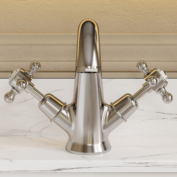 Alternate image of Hudson Reed Topaz Traditional Basin Mixer Tap with Pop-Up Waste - Crosshead Handle