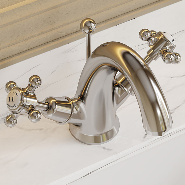 Alternate image of Hudson Reed Topaz Traditional Basin Mixer Tap with Pop-Up Waste - Crosshead Handle