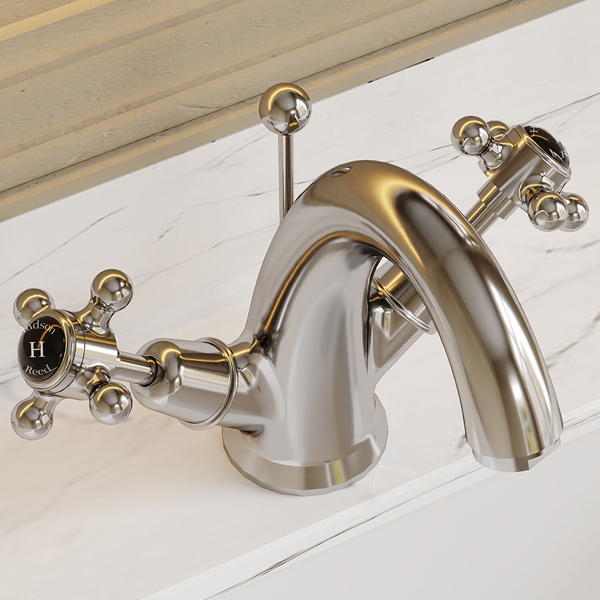 Alternate image of Hudson Reed Topaz Traditional Basin Mixer Tap with Pop-Up Waste - Crosshead Handle