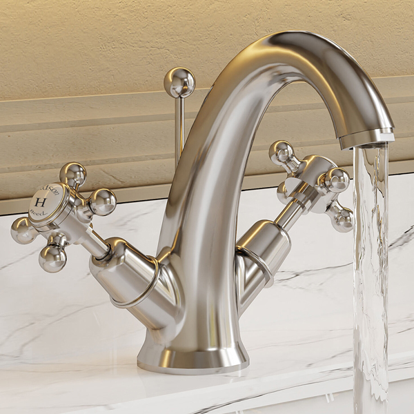 Alternate image of Hudson Reed Topaz Traditional Basin Mixer Tap with Pop-Up Waste - Crosshead Handle