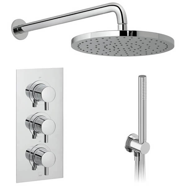 Vado Celsius 2 Outlet Chrome Thermostatic Valve with Round Head and Zoo Shower Kit