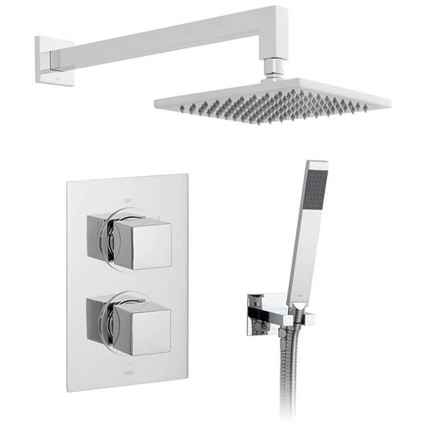 Vado Mix Concealed Thermostatic Chrome Mixer Valve with Shower Head and Handset Kit