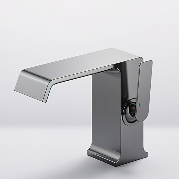 Alternate image of Flova Stream Contemporary Basin Mixer Tap - Side Action Lever - Deck Mounted