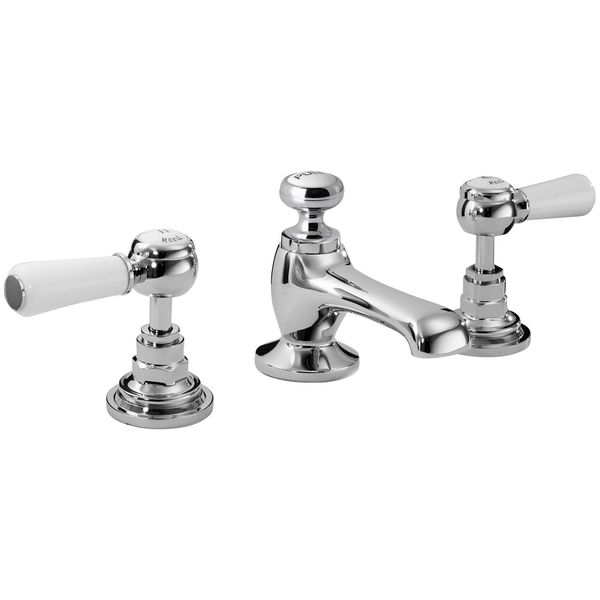 Hudson Reed Topaz 3 Hole Traditional Basin Mixer Tap with Pop-Up Waste - Lever Handles