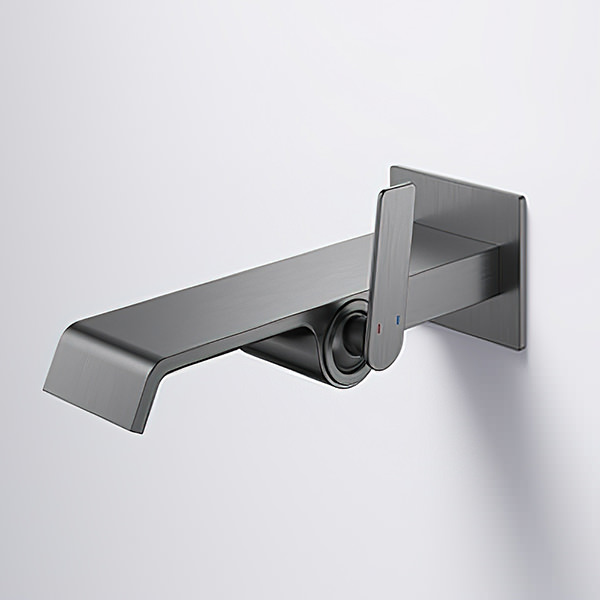 Alternate image of Flova Stream 1-Hole Basin Mixer Tap with Straight Spout - Flat Handle - Wall Mounted