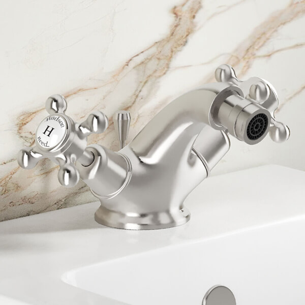 Alternate image of Hudson Reed Topaz Traditional Bidet Mixer Tap with Pop Up Waste - Crosshead Handles