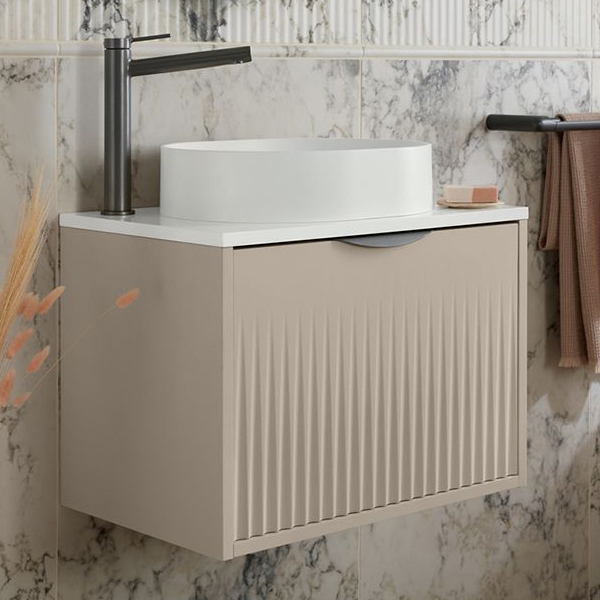 Alternate image of Vado Safari Semi-Fluted Wall Mounted Countertop Vanity Unit - 1 Drawer - 415mm High