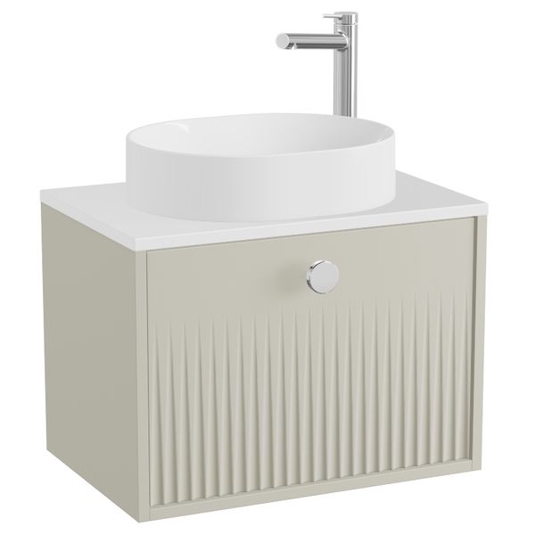 Vado Safari Semi-Fluted Wall Mounted Countertop Vanity Unit - 1 Drawer - 415mm High