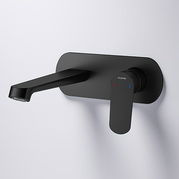 Additional image of Flova Ascend 2-Hole Basin Mixer Tap with Concealed SmartBOX - Flat Handle - Wall Mounted