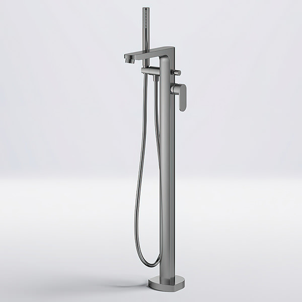 Additional image of Flova Smart Side Action Freestanding Tall Bath Shower Mixer Tap with Handset and Hose - Flat Handle