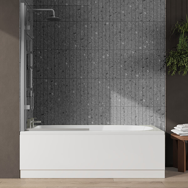 Alternate image of Nuie Eternalite Single Ended Bath with Hinged Screen and Panel - 1700mm Length