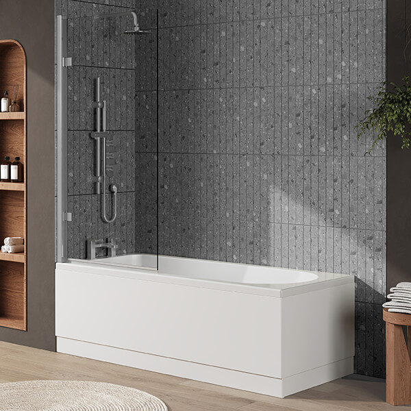 Alternate image of Nuie Eternalite Single Ended Bath with Hinged Screen and Panel - 1700mm Length