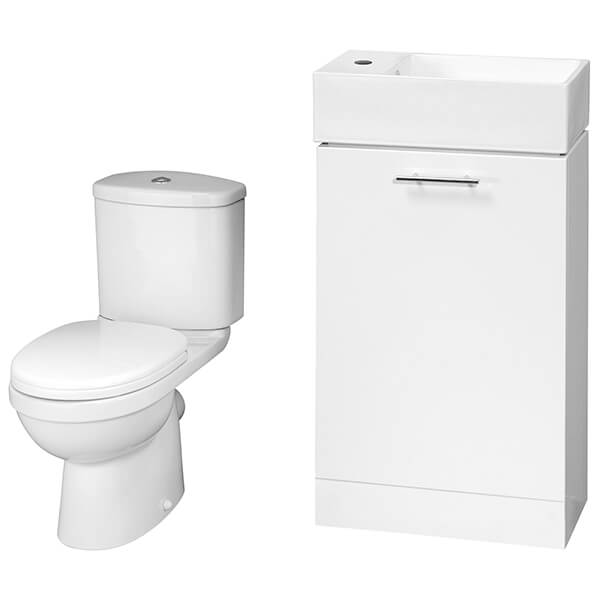 Nuie Deco White Contemporary 475mm Wide Floorstanding Cloakroom Suite