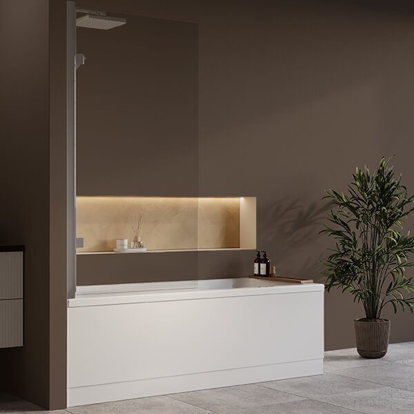 Alternate image of Nuie Eternalite Single Ended Straight Bath with Hinged Screen and Panel - 1700mm Length